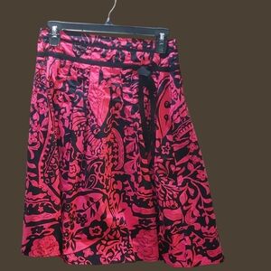 Rue 21 Womens Size 0/1 Pink Floral Boho Paisley Scroll ALine Pleated Flare Skirt